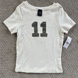 PacSun Cream Crop Tee with Camouflage '11' Graphic